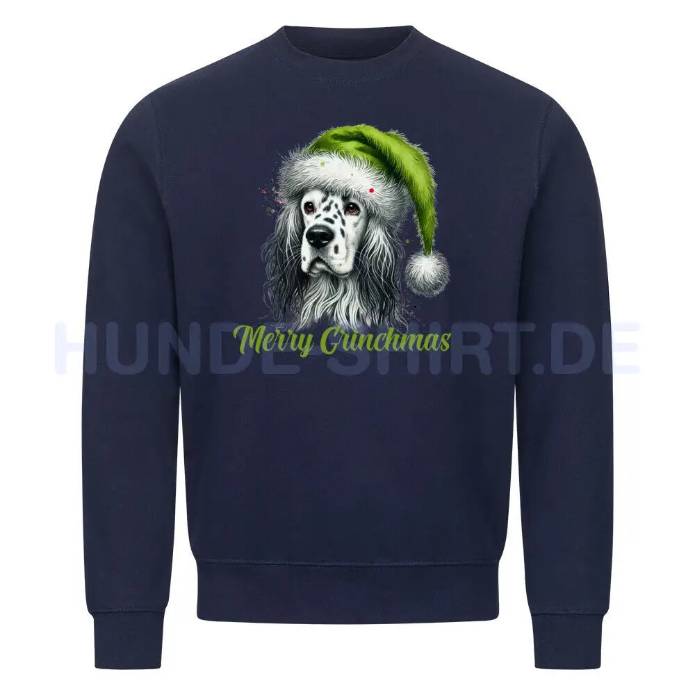 Premium Sweatshirt "English Setter - Merry Grinchmas" Navy Blue – hunde-shirt.de