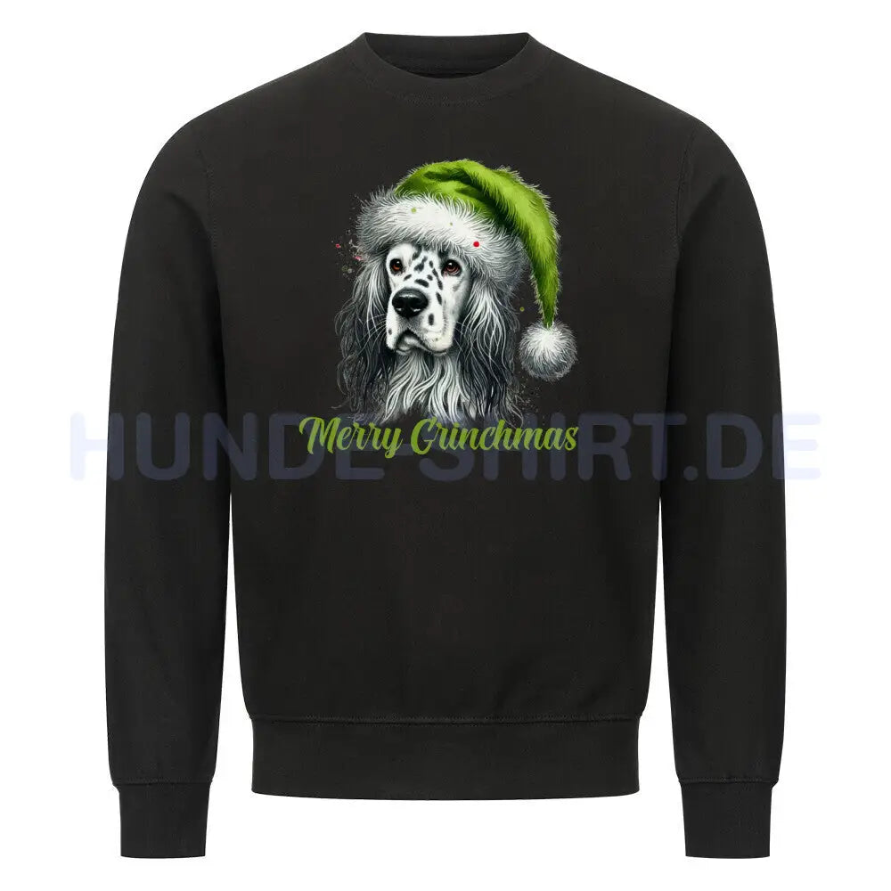 Premium Sweatshirt "English Setter - Merry Grinchmas" Schwarz – hunde-shirt.de