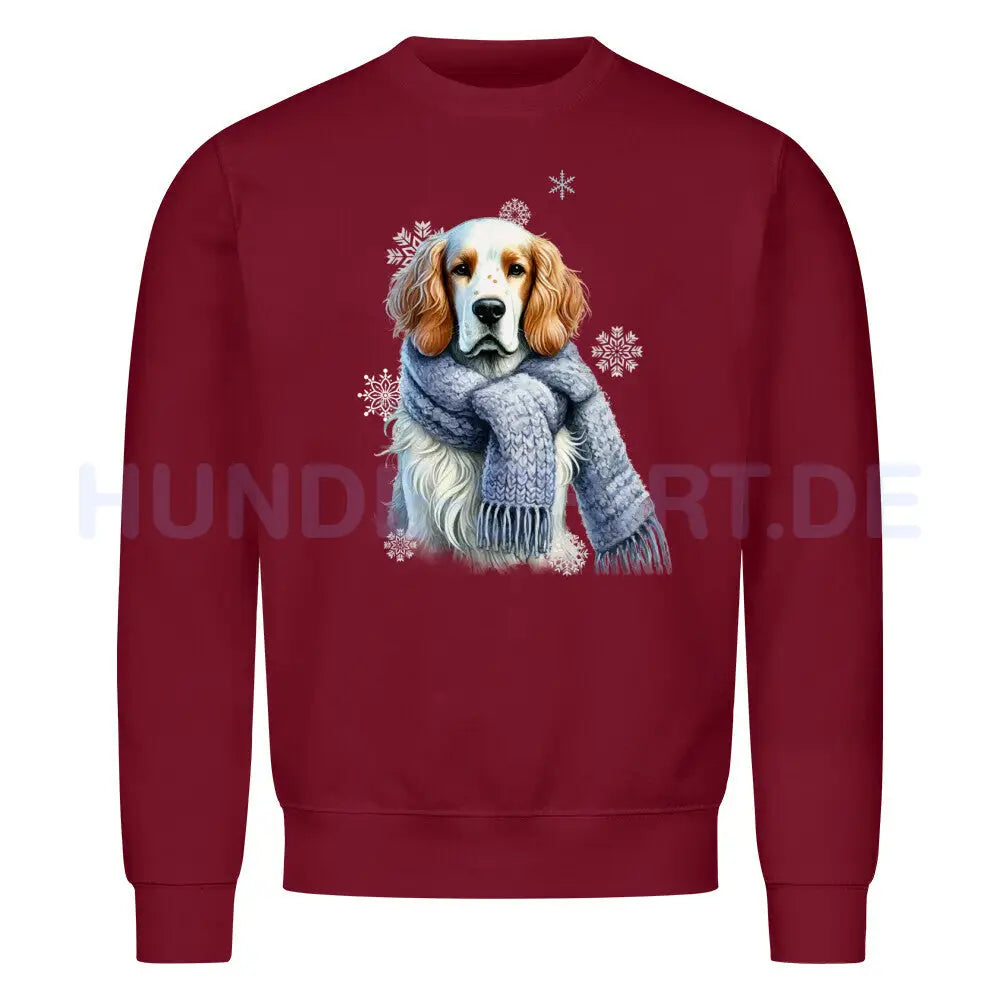 Premium Sweatshirt "English Setter Winter" Burgunder – hunde-shirt.de