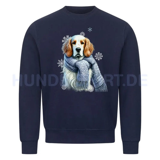 Premium Sweatshirt "English Setter Winter" Navy Blue – hunde-shirt.de