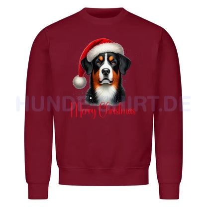 Premium Sweatshirt "Entlebucher Sennenhund - Merry Christmas" Burgunder – hunde-shirt.de