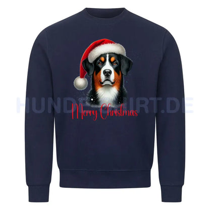 Premium Sweatshirt "Entlebucher Sennenhund - Merry Christmas" Navy Blue – hunde-shirt.de