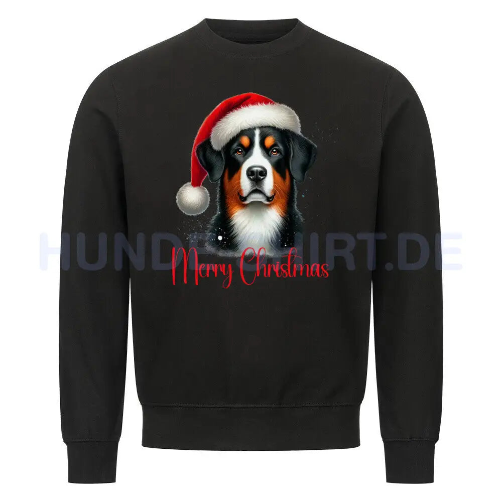 Premium Sweatshirt "Entlebucher Sennenhund - Merry Christmas" Schwarz – hunde-shirt.de