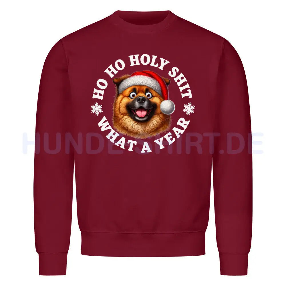 Premium Sweatshirt "Eurasier - HO HO..." Burgunder – hunde-shirt.de