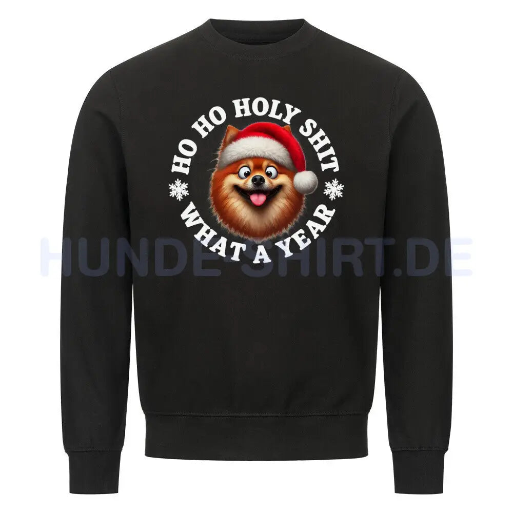 Premium Sweatshirt "Finnischer Spitz - HO HO..." Schwarz – hunde-shirt.de