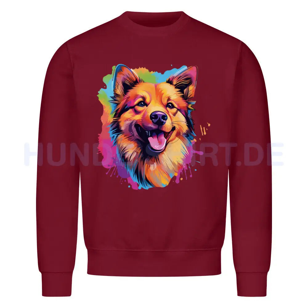 Premium Sweatshirt "Finnischer Spitz - Paint" Burgunder – hunde-shirt.de