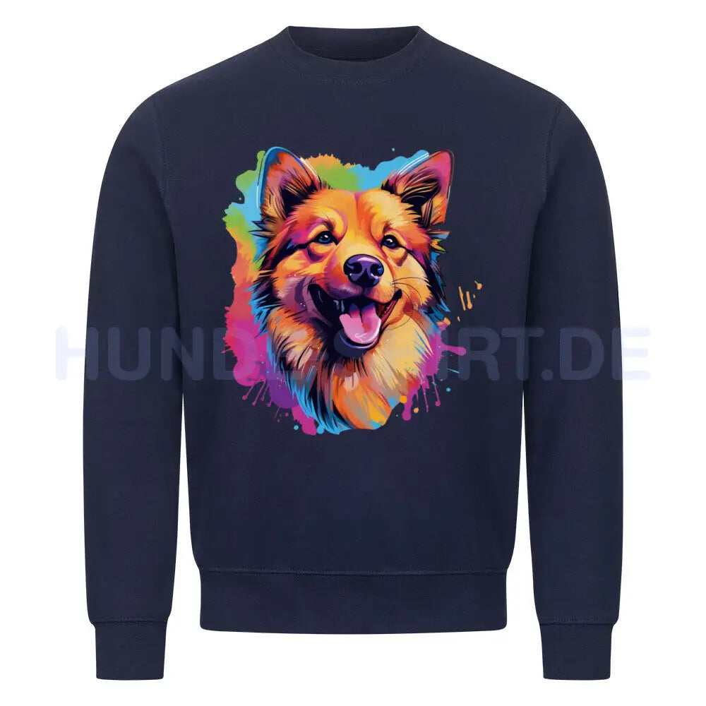 Premium Sweatshirt "Finnischer Spitz - Paint" Navy Blue – hunde-shirt.de