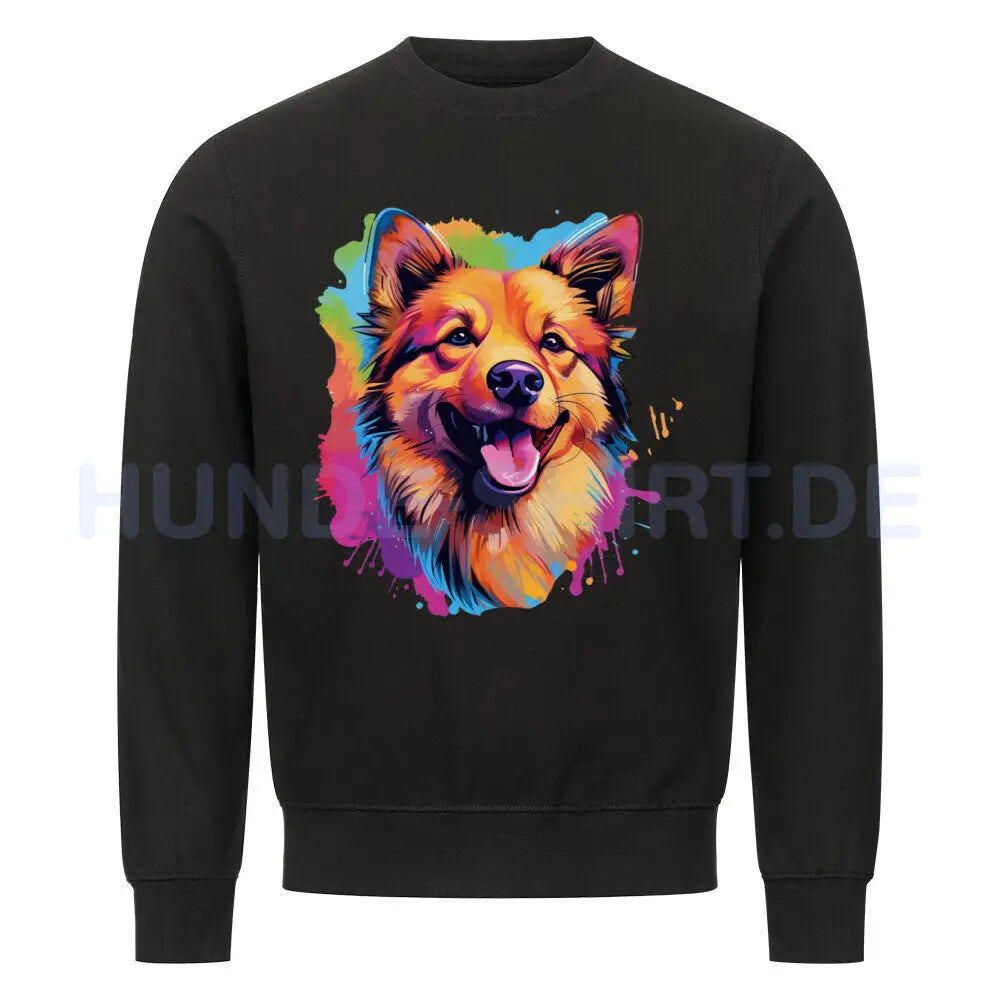 Premium Sweatshirt "Finnischer Spitz - Paint" Schwarz – hunde-shirt.de