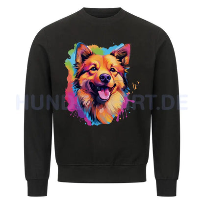 Premium Sweatshirt "Finnischer Spitz - Paint" Schwarz – hunde-shirt.de