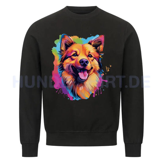 Premium Sweatshirt "Finnischer Spitz - Paint" Schwarz – hunde-shirt.de