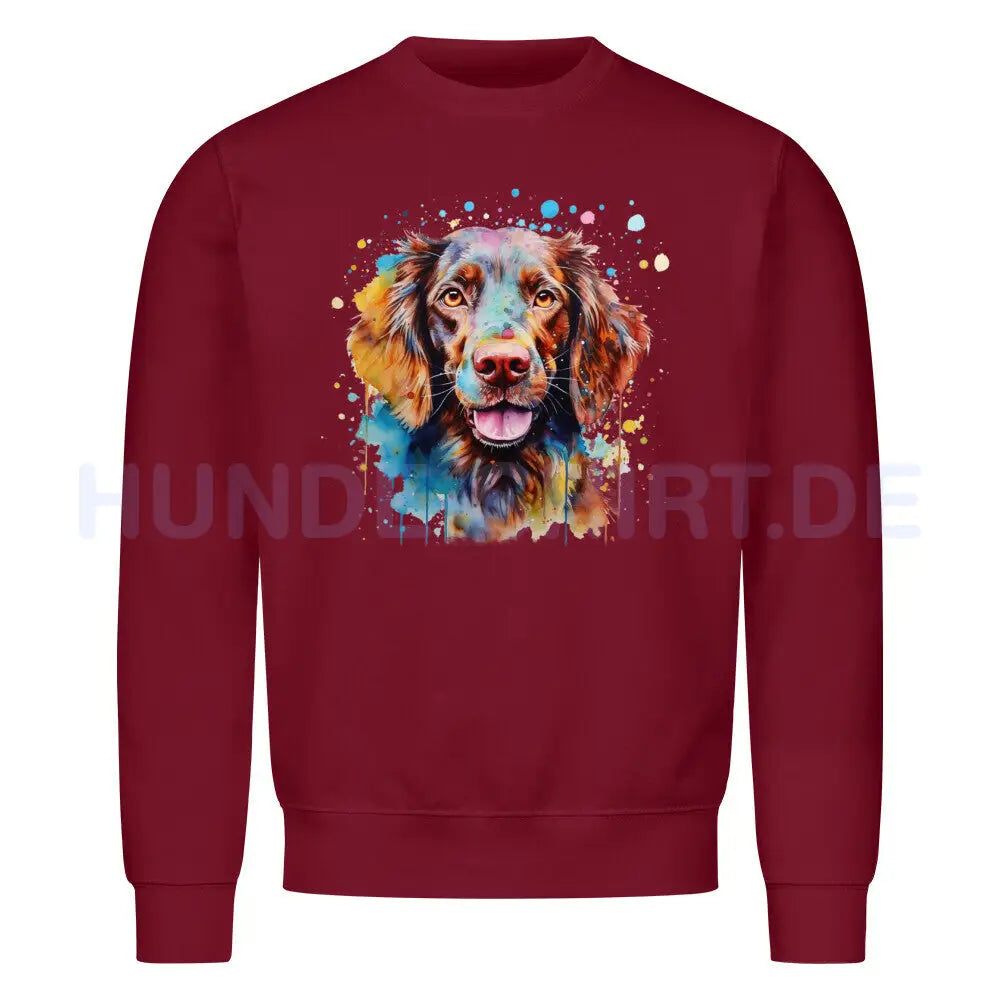 Premium Sweatshirt "Flat Coated Retriever - Splash" Burgunder – hunde-shirt.de