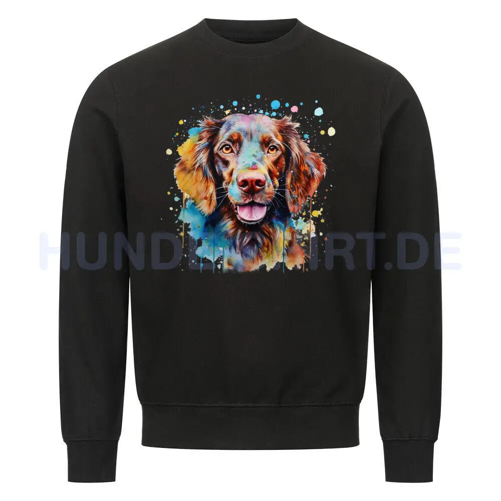 Premium Sweatshirt "Flat Coated Retriever - Splash" Schwarz – hunde-shirt.de