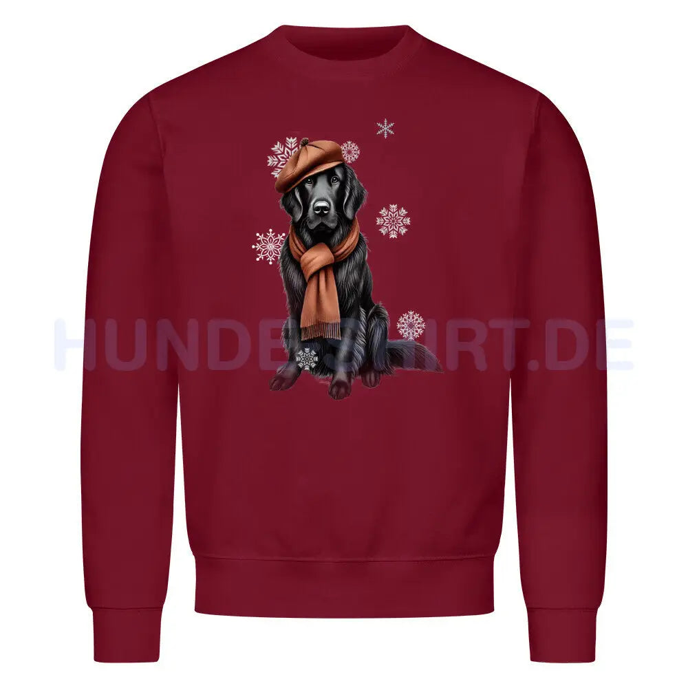 Premium Sweatshirt "Flat Coated Retriever Winter" Burgunder – hunde-shirt.de