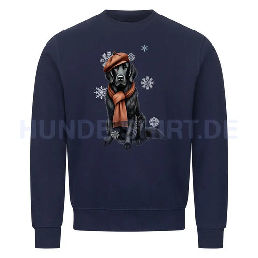 Premium Sweatshirt "Flat Coated Retriever Winter" Navy Blue – hunde-shirt.de