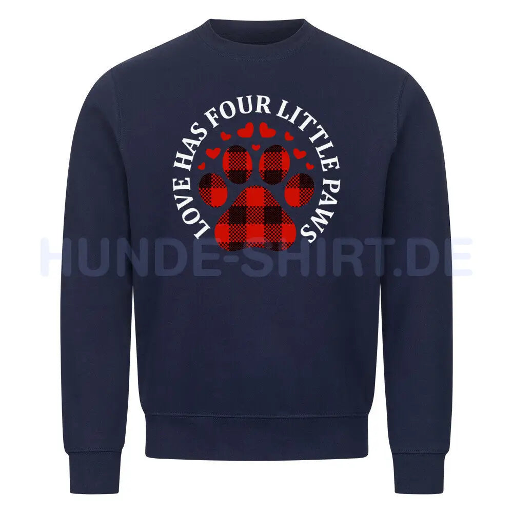 Premium Sweatshirt "Four little PAWS" Navy Blue – hunde-shirt.de