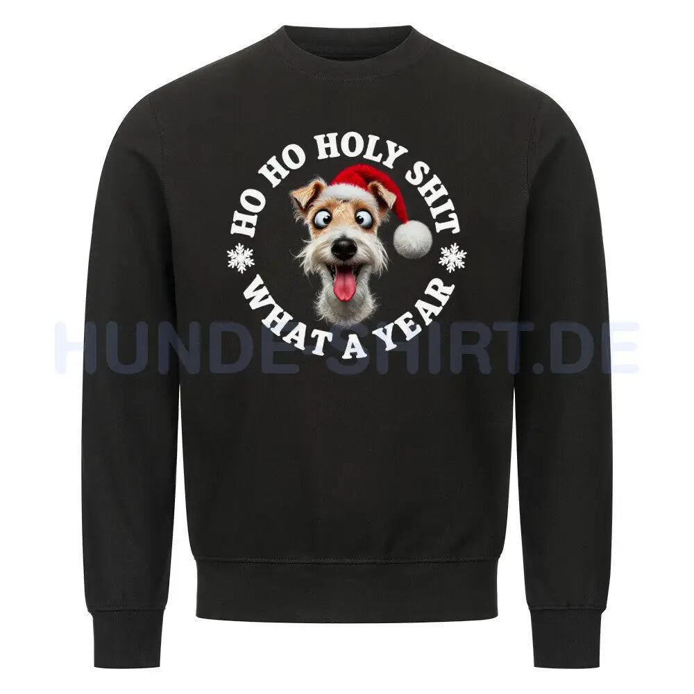 Premium Sweatshirt "Foxterrier ( Drahthaar ) - HO HO..." Schwarz – hunde-shirt.de