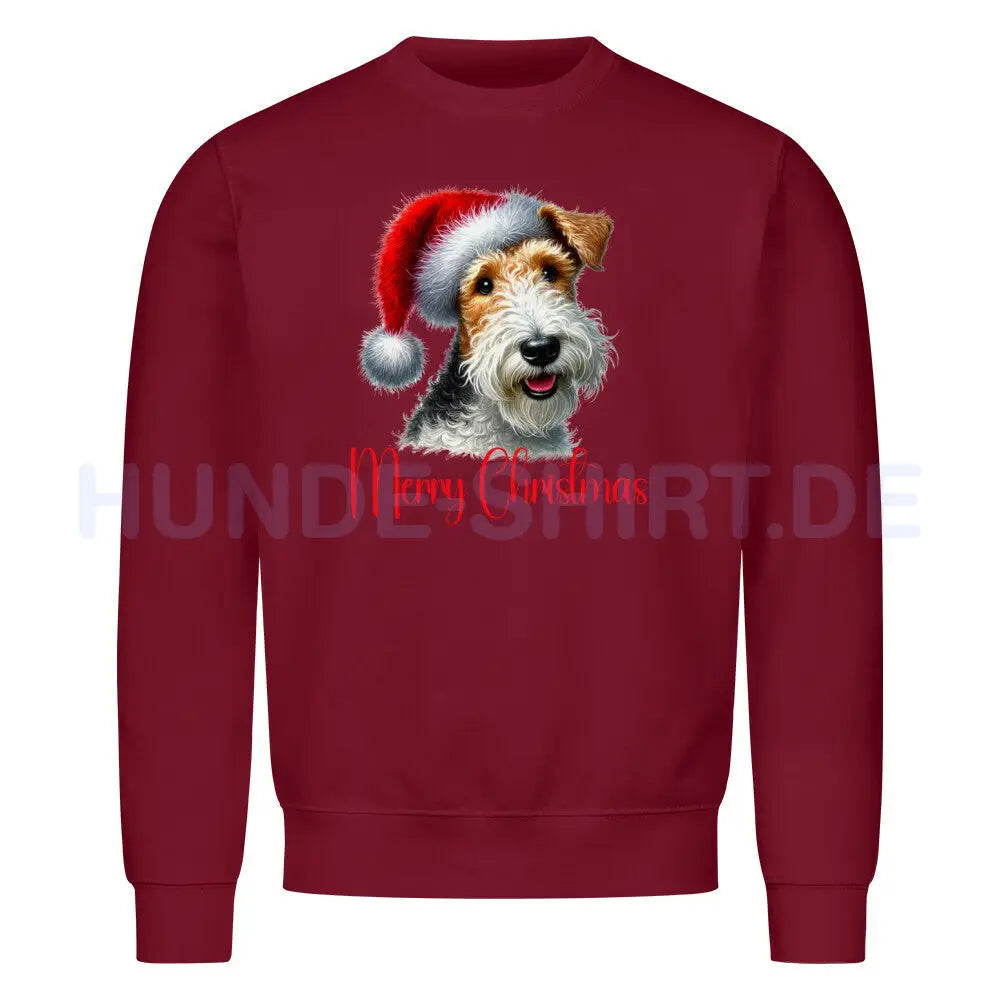 Premium Sweatshirt "Foxterrier ( Drahthaar ) - Merry Christmas" Burgunder – hunde-shirt.de