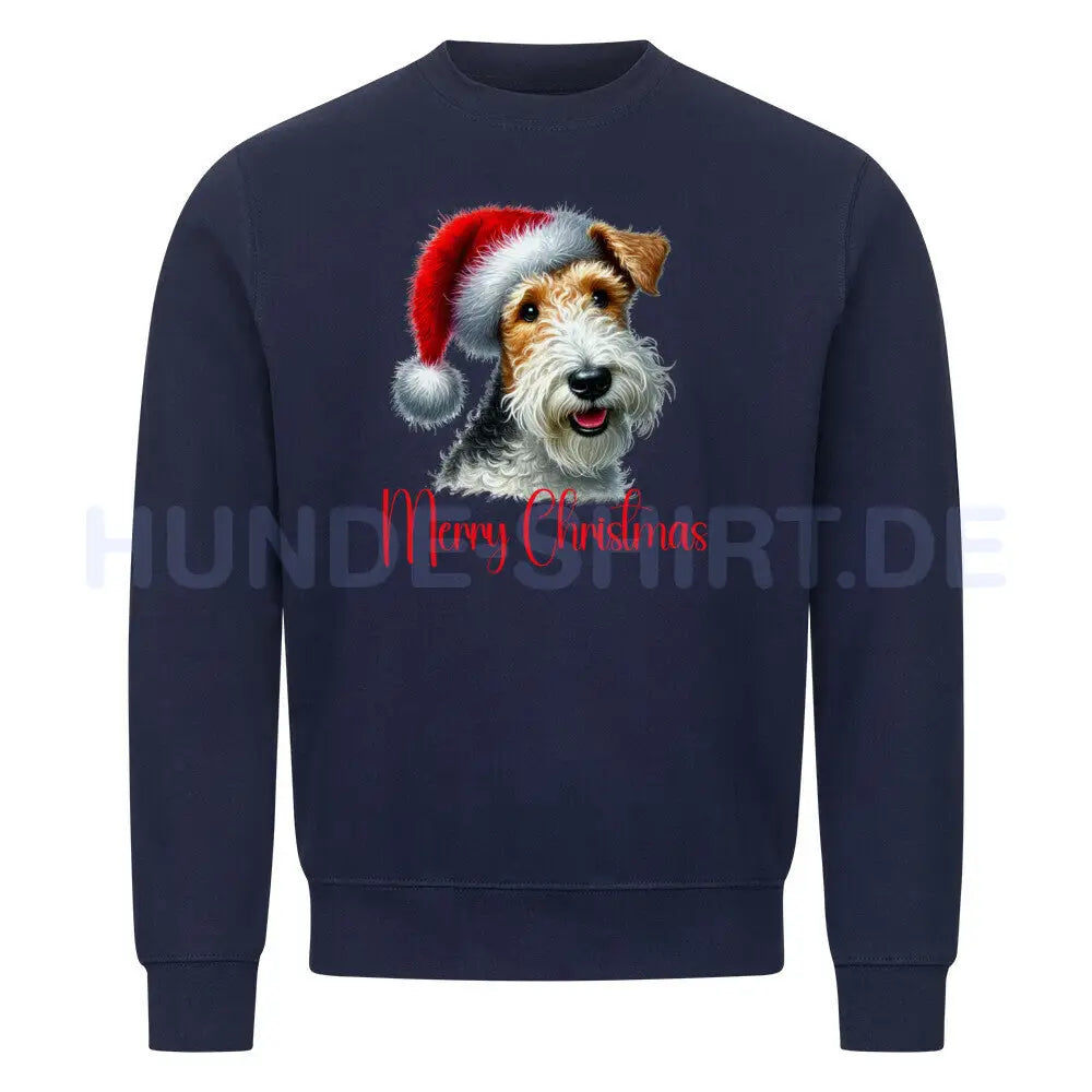 Premium Sweatshirt "Foxterrier ( Drahthaar ) - Merry Christmas" Navy Blue – hunde-shirt.de