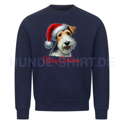 Premium Sweatshirt "Foxterrier ( Drahthaar ) - Merry Christmas" Navy Blue – hunde-shirt.de