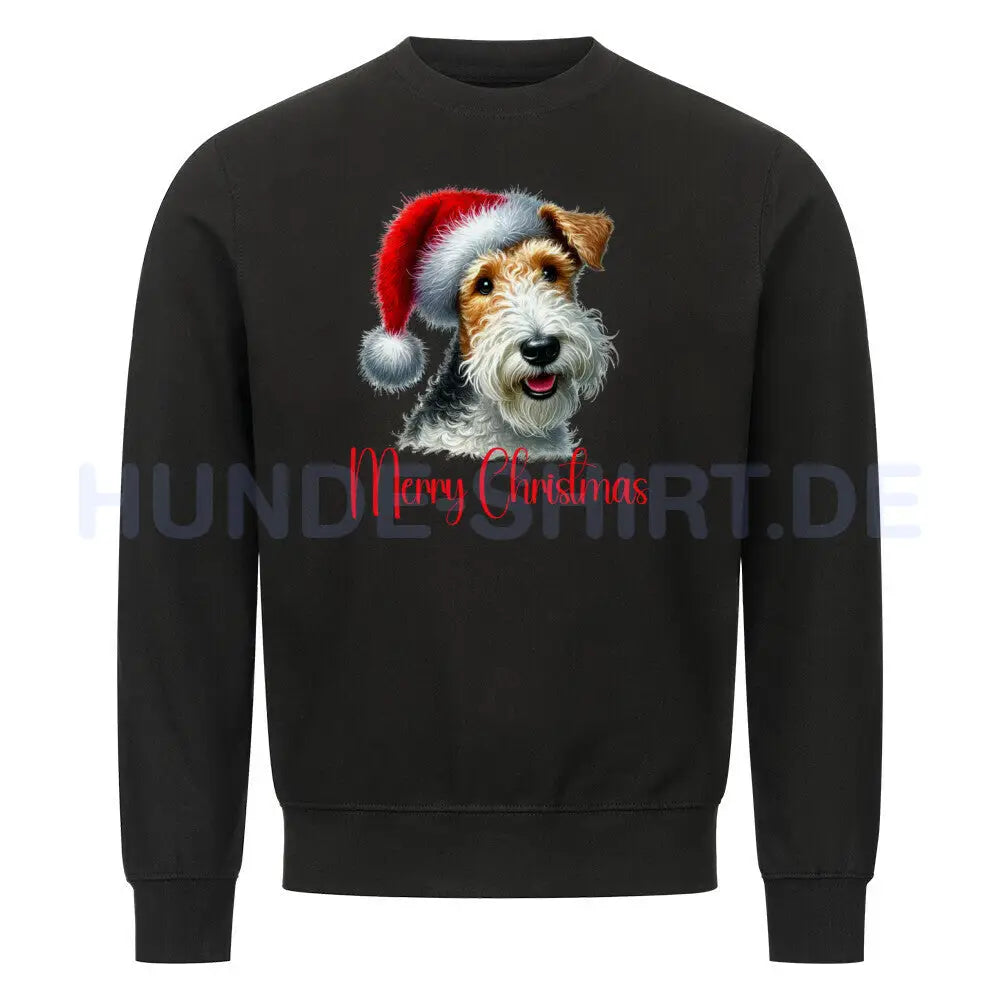 Premium Sweatshirt "Foxterrier ( Drahthaar ) - Merry Christmas" Schwarz – hunde-shirt.de