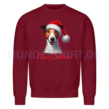 Premium Sweatshirt "Foxterrier ( Glatthaar ) - Merry Christmas" Burgunder – hunde-shirt.de