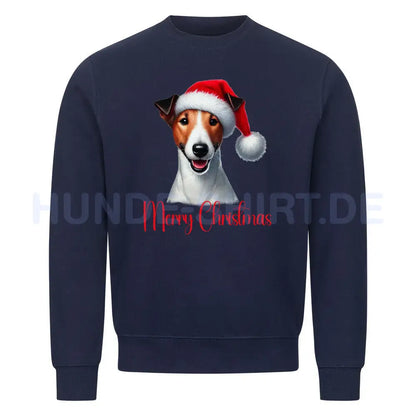 Premium Sweatshirt "Foxterrier ( Glatthaar ) - Merry Christmas" Navy Blue – hunde-shirt.de