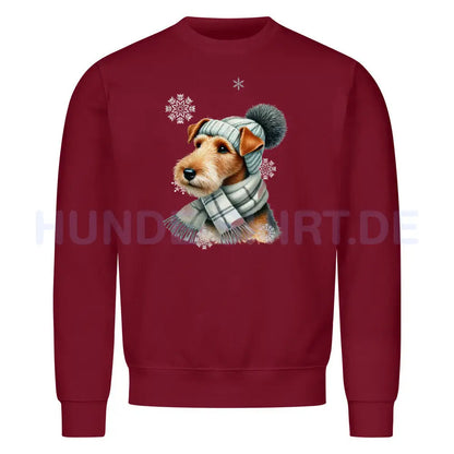 Premium Sweatshirt "Foxterrier Winter" Burgunder – hunde-shirt.de