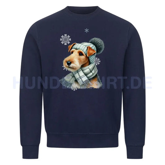 Premium Sweatshirt "Foxterrier Winter" Navy Blue – hunde-shirt.de