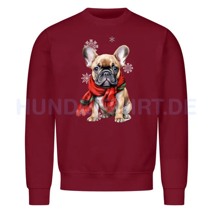 Premium Sweatshirt "Frenchi Winter" Burgunder – hunde-shirt.de