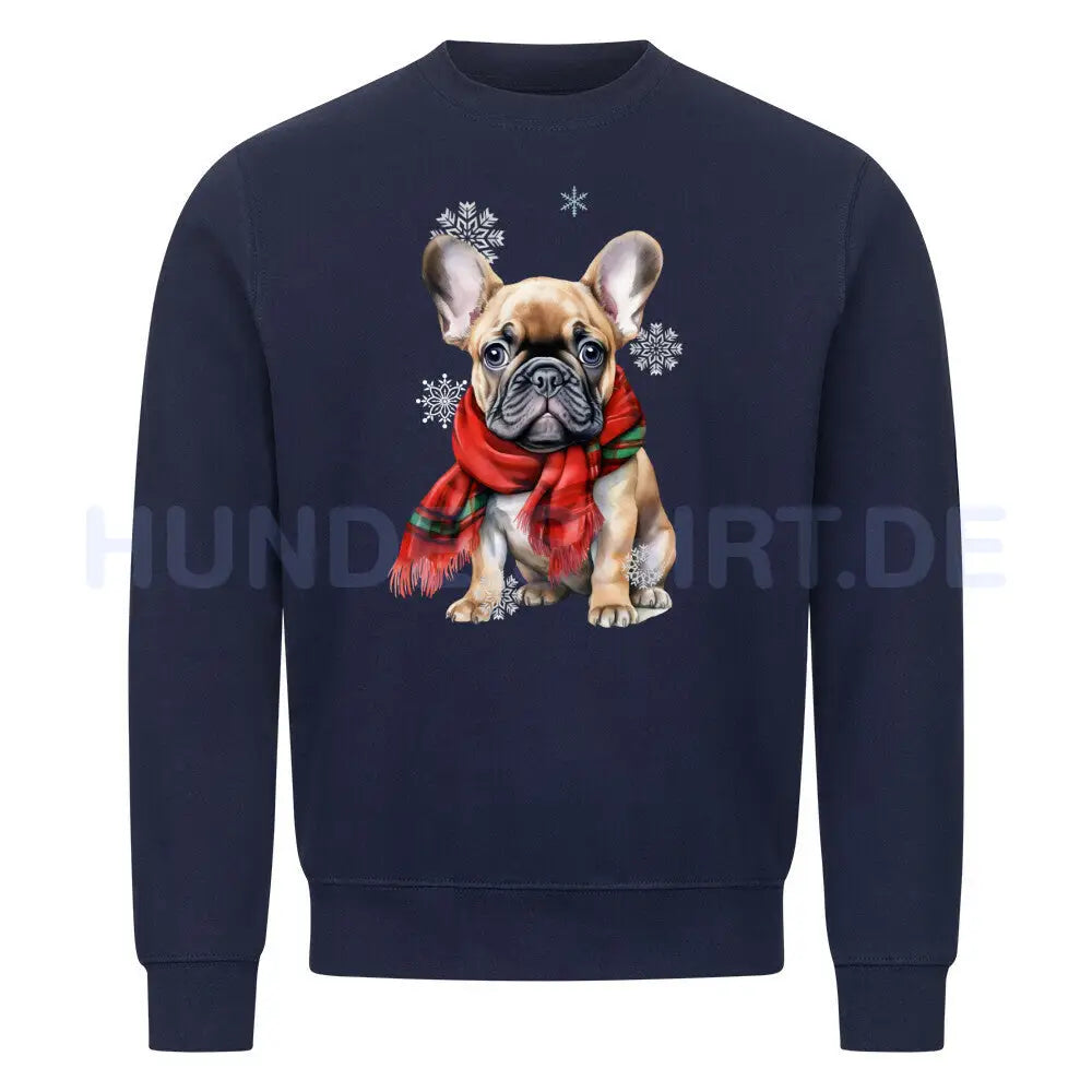 Premium Sweatshirt "Frenchi Winter" Navy Blue – hunde-shirt.de