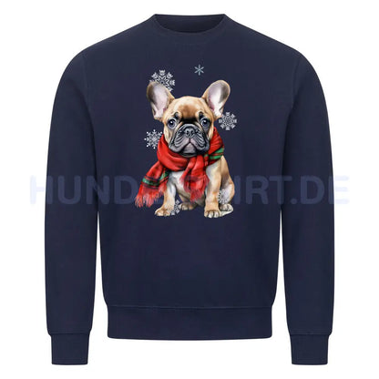 Premium Sweatshirt "Frenchi Winter" Navy Blue – hunde-shirt.de