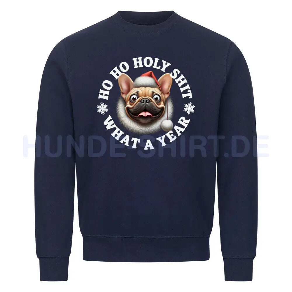 Premium Sweatshirt "Frenchie Fawn - HO HO..." Navy Blue – hunde-shirt.de