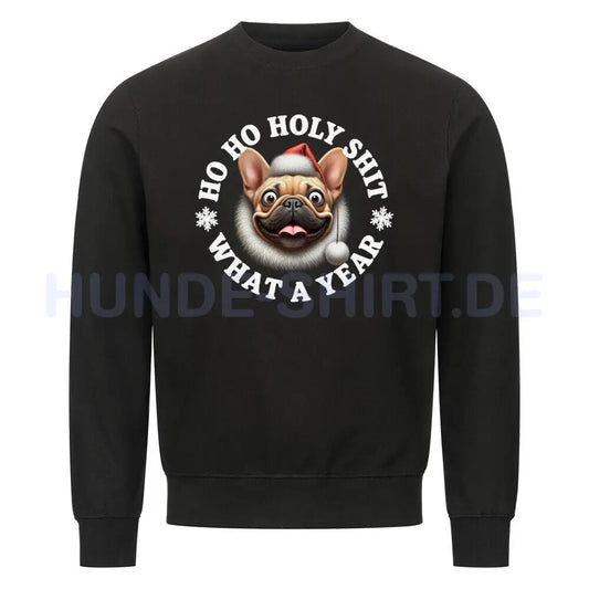 Premium Sweatshirt "Frenchie Fawn - HO HO..." Schwarz – hunde-shirt.de