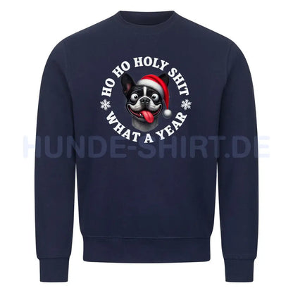 Premium Sweatshirt "Frenchie - HO HO..." Navy Blue – hunde-shirt.de