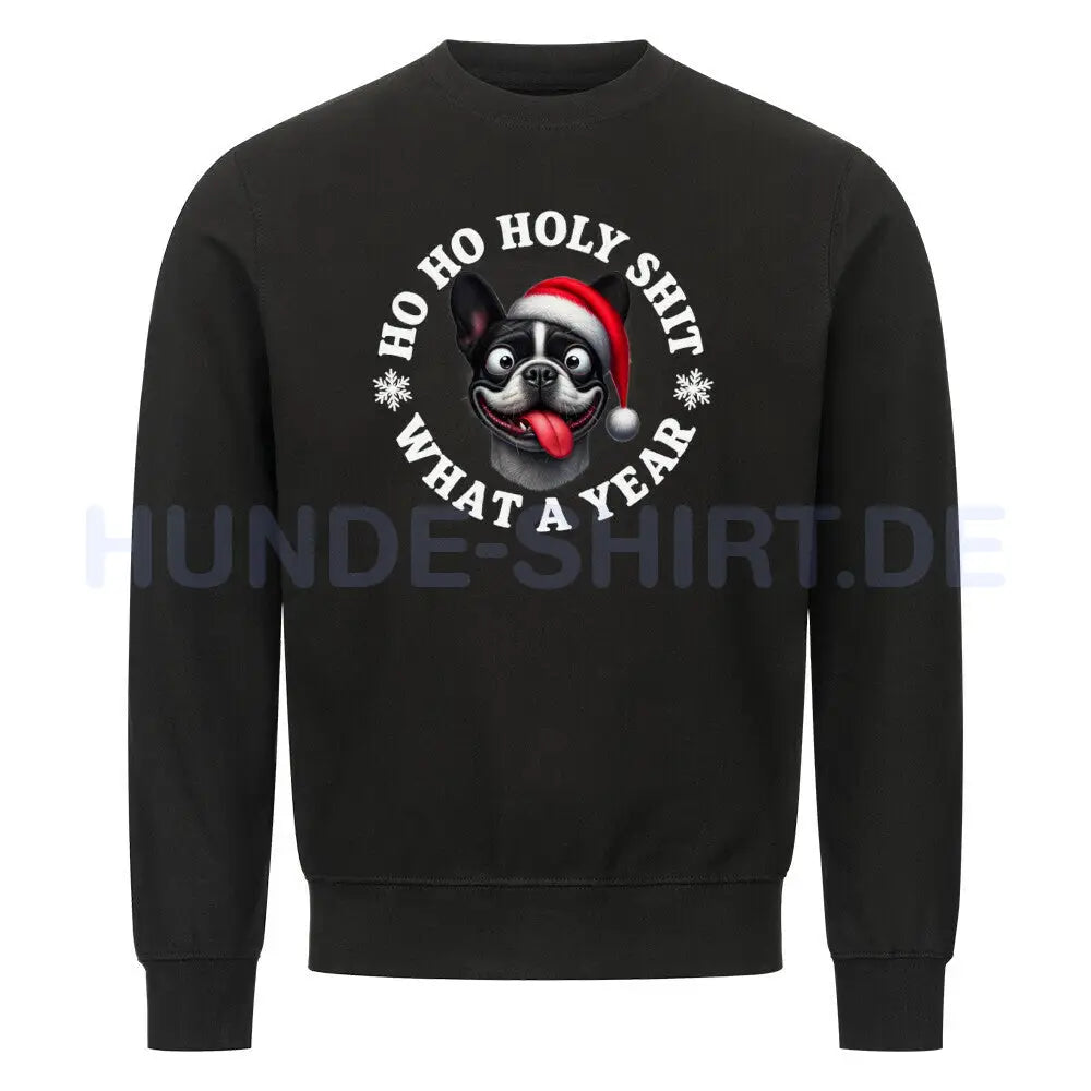 Premium Sweatshirt "Frenchie - HO HO..." Schwarz – hunde-shirt.de