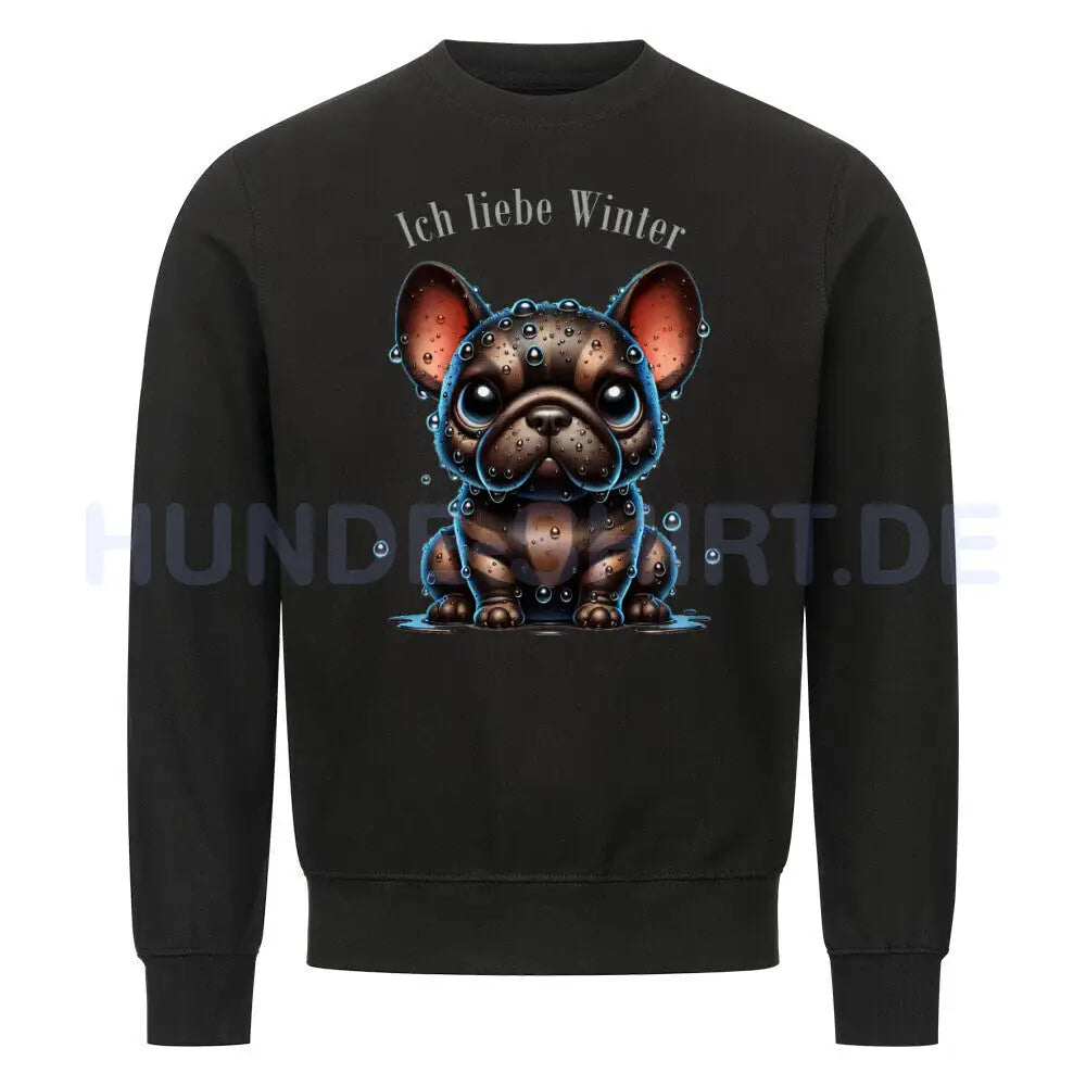 Premium Sweatshirt "Frenchie - Ich liebe Winter II" Schwarz – hunde-shirt.de