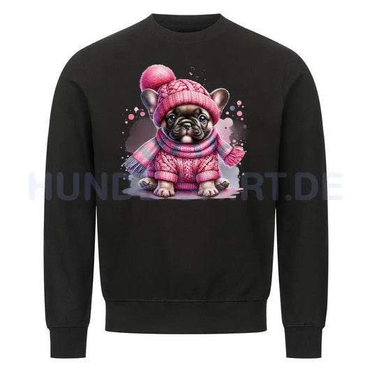 Premium Sweatshirt "Frenchie - Wintermädchen" Schwarz – hunde-shirt.de