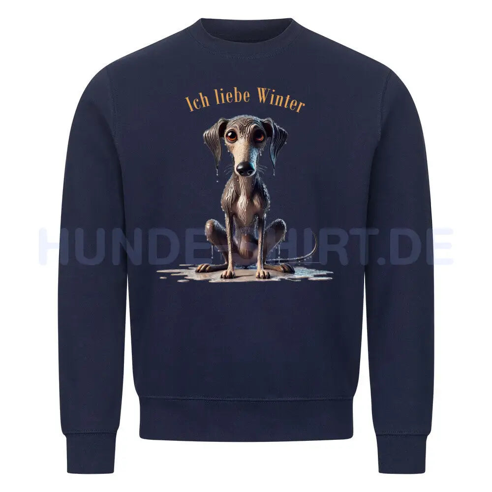 Premium Sweatshirt Galgo - Ich liebe Winter" Navy Blue – hunde-shirt.de