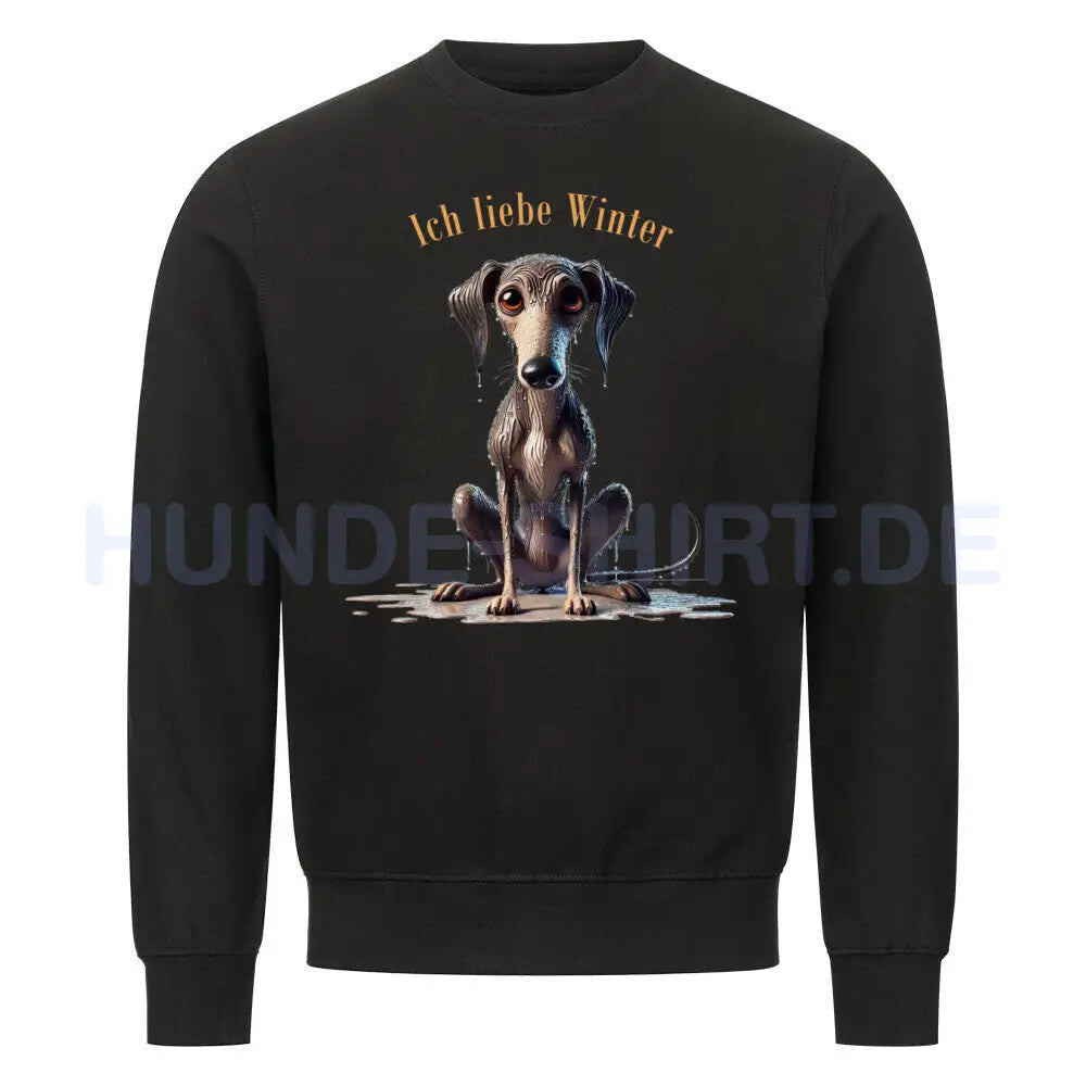 Premium Sweatshirt Galgo - Ich liebe Winter" Schwarz – hunde-shirt.de