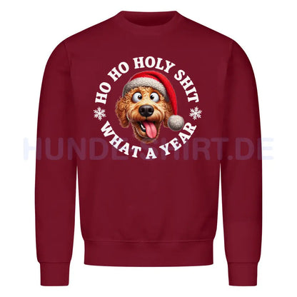 Premium Sweatshirt "Golden Doodle - HO HO..." Burgunder – hunde-shirt.de