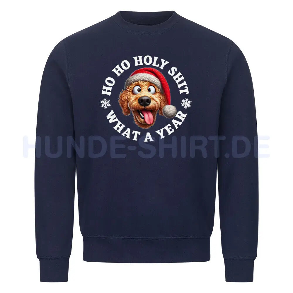 Premium Sweatshirt "Golden Doodle - HO HO..." Navy Blue – hunde-shirt.de