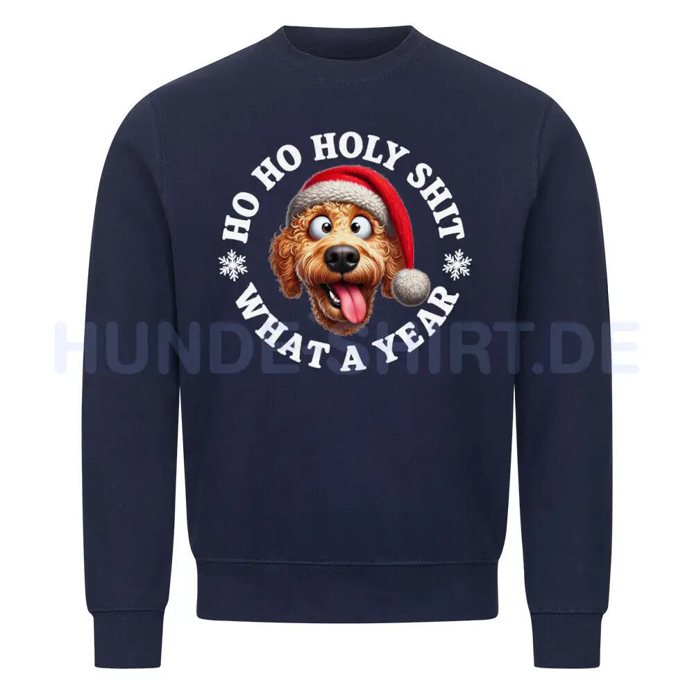 Premium Sweatshirt "Golden Doodle - HO HO..." Navy Blue – hunde-shirt.de