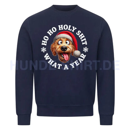 Premium Sweatshirt "Golden Doodle - HO HO..." Navy Blue – hunde-shirt.de