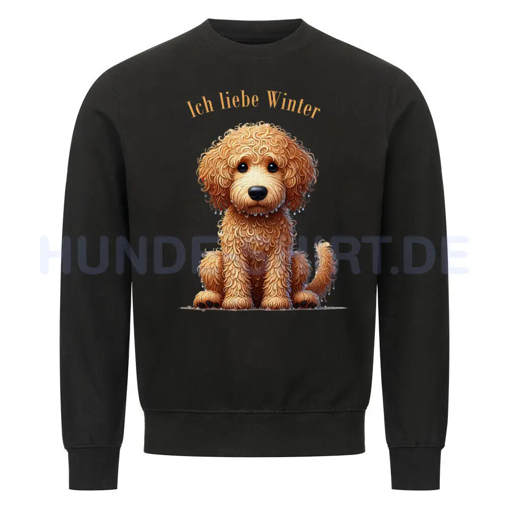 Premium Sweatshirt "Golden Doodle - Ich liebe Winter" Schwarz – hunde-shirt.de