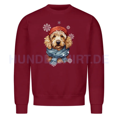 Premium Sweatshirt "Golden Doodle Winter" Burgunder – hunde-shirt.de