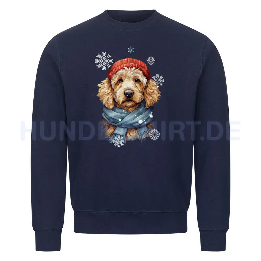 Premium Sweatshirt "Golden Doodle Winter" Navy Blue – hunde-shirt.de