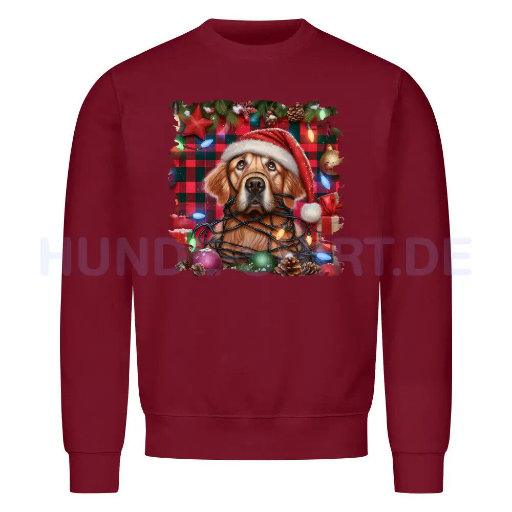 Premium Sweatshirt "Golden Retriever - Funny Christmas" Burgunder – hunde-shirt.de