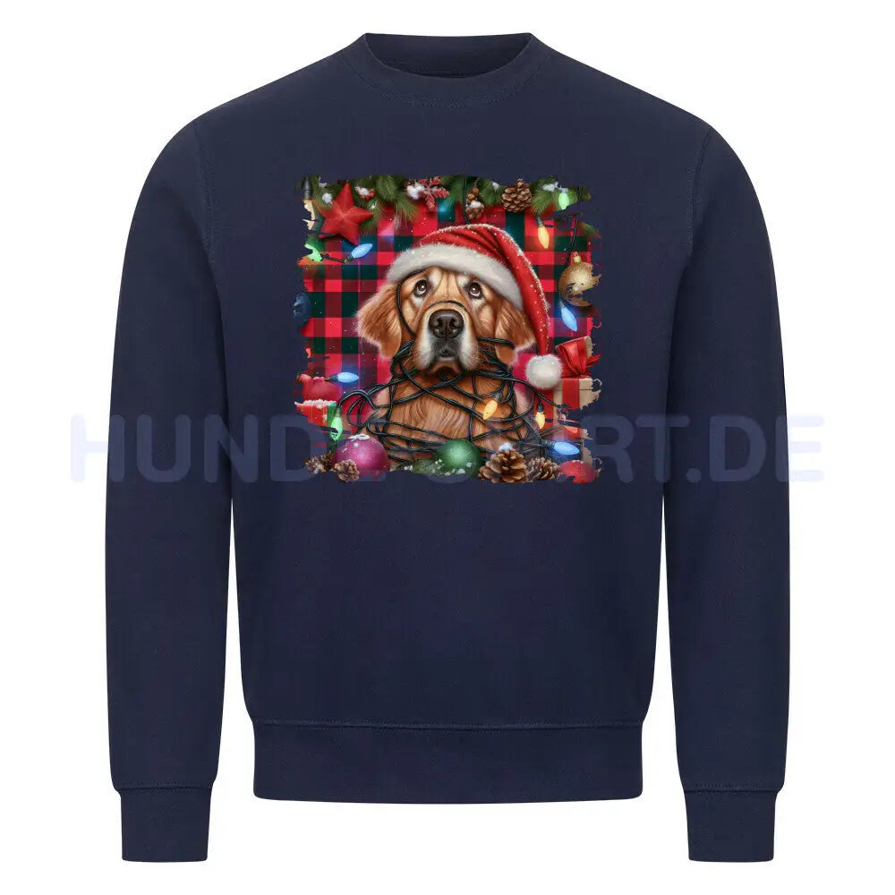 Premium Sweatshirt "Golden Retriever - Funny Christmas" Navy Blue – hunde-shirt.de