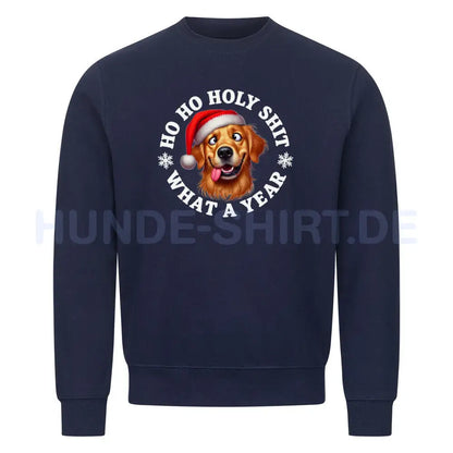 Premium Sweatshirt "Golden Retriever - HO HO..." Navy Blue – hunde-shirt.de