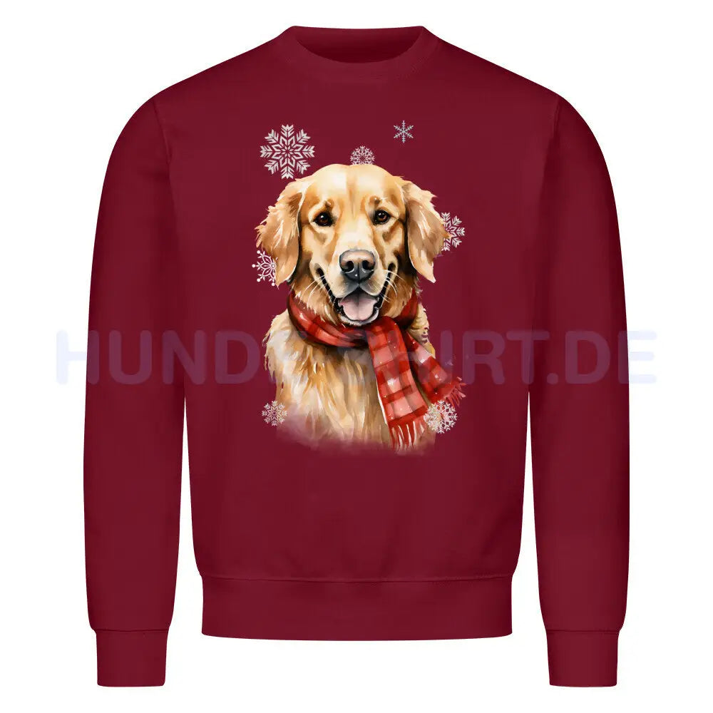 Premium Sweatshirt "Golden Retriever Winter rot" Burgunder – hunde-shirt.de